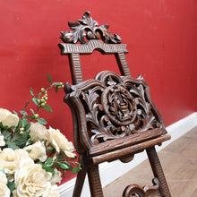 Load image into Gallery viewer, French Walnut Easel-Form Canterbury with Lyre Motif and Carved Details. B11319