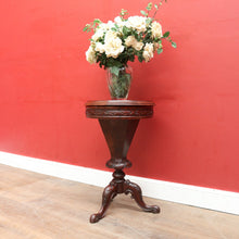 Load image into Gallery viewer, x SOLD Antique Victorian Sewing or Lady’s Work Table with Pedestal Base and Carved Detail. B12659
