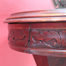 Load image into Gallery viewer, x SOLD Antique Victorian Sewing or Lady’s Work Table with Pedestal Base and Carved Detail. B12659
