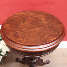 Load image into Gallery viewer, x SOLD Antique Victorian Sewing or Lady’s Work Table with Pedestal Base and Carved Detail. B12659
