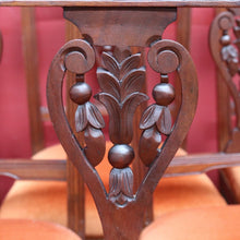 Load image into Gallery viewer, Set of Six Australian Cedar Dining Chairs with Burnt Orange Seats. B12684