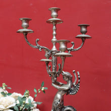 Load image into Gallery viewer, Art Deco Silver Plated Brass Candelabra with Winged Mythical Figure. B23841