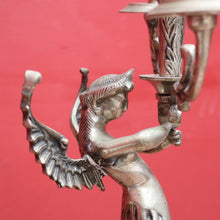 Load image into Gallery viewer, Art Deco Silver Plated Brass Candelabra with Winged Mythical Figure. B23841