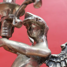 Load image into Gallery viewer, Art Deco Silver Plated Brass Candelabra with Winged Mythical Figure. B23841