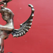 Load image into Gallery viewer, Art Deco Silver Plated Brass Candelabra with Winged Mythical Figure. B23841