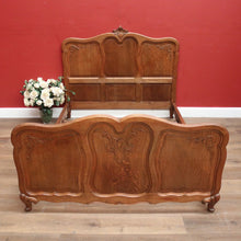 Load image into Gallery viewer, x SOLD Antique French Oak Double Bed - includes Headboard, Foot, Side Rails. B12394