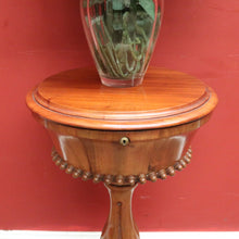 Load image into Gallery viewer, x SOLD Antique English Mahogany Pedestal Sewing Table or Sewing box on Stand. B12385