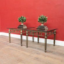 Load image into Gallery viewer, Pair of Hollywood Regency-Style Gilt Metal Side Tables. Bevelled Glass Tops B13073