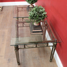 Load image into Gallery viewer, Pair of Hollywood Regency-Style Gilt Metal Side Tables. Bevelled Glass Tops B13073