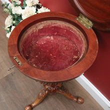 Load image into Gallery viewer, x SOLD Antique English Mahogany Pedestal Sewing Table or Sewing box on Stand. B12385