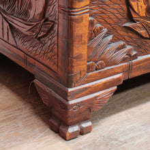 Load image into Gallery viewer, Vintage Carved Camphor Box with Brass Latch and Sliding Tray. B12683