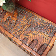 Load image into Gallery viewer, Vintage Carved Camphor Box with Brass Latch and Sliding Tray. B12683