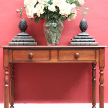 Load image into Gallery viewer, Antique Australian Cedar Two Drawer Hall Table with Rolling Pin Legs. B13115