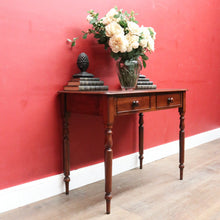 Load image into Gallery viewer, Antique Australian Cedar Two Drawer Hall Table with Rolling Pin Legs. B13115