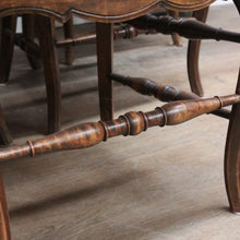 Load image into Gallery viewer, Set of Six Antique French Dining Chairs with Carved Details and Curved Backs and Floral Centrepiece. B12642