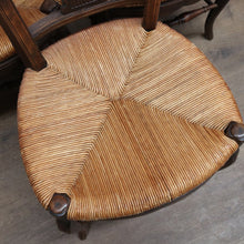 Load image into Gallery viewer, Set of Six Antique French Dining Chairs with Carved Details and Curved Backs and Floral Centrepiece. B12642