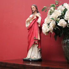 Load image into Gallery viewer, x SOLD Antique French Statue of Jesus, Sacred Heart of Jesus – Plaster, Hand-Painted, B12390