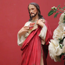 Load image into Gallery viewer, x SOLD Antique French Statue of Jesus, Sacred Heart of Jesus – Plaster, Hand-Painted, B12390