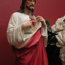 Load image into Gallery viewer, x SOLD Antique French Statue of Jesus, Sacred Heart of Jesus – Plaster, Hand-Painted, B12390