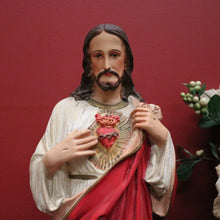 Load image into Gallery viewer, x SOLD Antique French Statue of Jesus, Sacred Heart of Jesus – Plaster, Hand-Painted, B12390