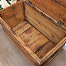 Load image into Gallery viewer, Antique English Pine Lift Lid Storage Trunk/Blanket Box with Iron Hardware. B13113