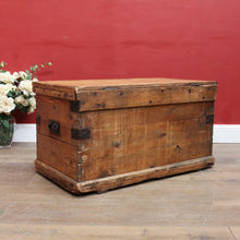 Load image into Gallery viewer, Antique English Pine Lift Lid Storage Trunk/Blanket Box with Iron Hardware. B13113