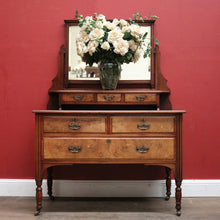 Load image into Gallery viewer, x SOLD Antique English Edwardian Walnut Dressing Table with Mirror and Drawers. B12387
