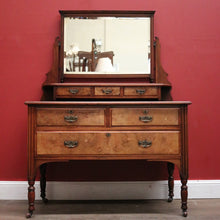 Load image into Gallery viewer, x SOLD Antique English Edwardian Walnut Dressing Table with Mirror and Drawers. B12387
