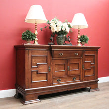 Load image into Gallery viewer, Antique English Oak Sideboard Cabinet with Four Doors and Two Drawers. B12386