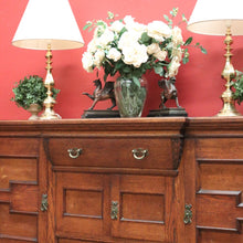 Load image into Gallery viewer, Antique English Oak Sideboard Cabinet with Four Doors and Two Drawers. B12386