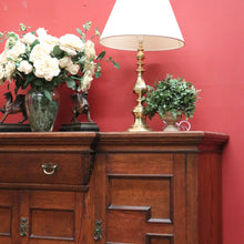 Load image into Gallery viewer, Antique English Oak Sideboard Cabinet with Four Doors and Two Drawers. B12386