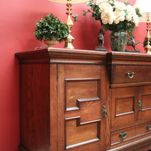 Load image into Gallery viewer, Antique English Oak Sideboard Cabinet with Four Doors and Two Drawers. B12386
