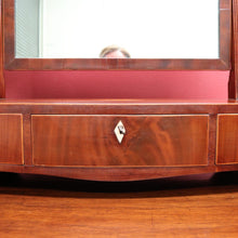 Load image into Gallery viewer, Antique Georgian Regency Bowfront Mahogany Mirror with Drawers and Inlay. B12878