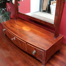 Load image into Gallery viewer, Antique Georgian Regency Bowfront Mahogany Mirror with Drawers and Inlay. B12878