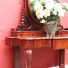 Load image into Gallery viewer, Antique Victorian Mahogany Duchess Dressing Table with Oval Mirror and Carved Supports. B13051