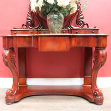 Load image into Gallery viewer, Antique Victorian Mahogany Duchess Dressing Table with Oval Mirror and Carved Supports. B13051