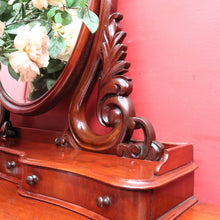Load image into Gallery viewer, Antique Victorian Mahogany Duchess Dressing Table with Oval Mirror and Carved Supports. B13051