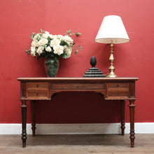 Load image into Gallery viewer, x SOLD Antique French Walnut Desk with Black Leather Inserts. Five drawers and Turned Legs. B12423