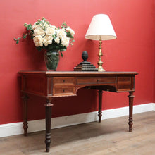 Load image into Gallery viewer, x SOLD Antique French Walnut Desk with Black Leather Inserts. Five drawers and Turned Legs. B12423