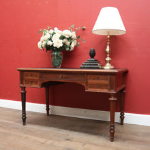 Load image into Gallery viewer, x SOLD Antique French Walnut Desk with Black Leather Inserts. Five drawers and Turned Legs. B12423