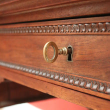 Load image into Gallery viewer, x SOLD Antique French Walnut Desk with Black Leather Inserts. Five drawers and Turned Legs. B12423