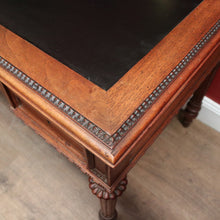 Load image into Gallery viewer, x SOLD Antique French Walnut Desk with Black Leather Inserts. Five drawers and Turned Legs. B12423