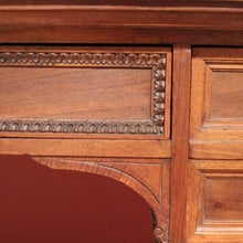 Load image into Gallery viewer, x SOLD Antique French Walnut Desk with Black Leather Inserts. Five drawers and Turned Legs. B12423