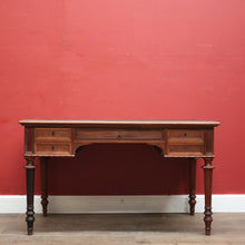 Load image into Gallery viewer, x SOLD Antique French Walnut Desk with Black Leather Inserts. Five drawers and Turned Legs. B12423