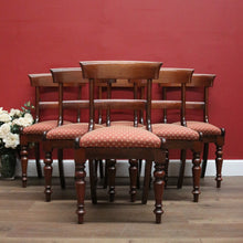 Load image into Gallery viewer, x SOLD Set of 6 Antique Australian Cedar Dining Chairs, Rust-coloured Fabric Seats. B11817