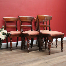 Load image into Gallery viewer, x SOLD Set of 6 Antique Australian Cedar Dining Chairs, Rust-coloured Fabric Seats. B11817