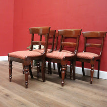Load image into Gallery viewer, x SOLD Set of 6 Antique Australian Cedar Dining Chairs, Rust-coloured Fabric Seats. B11817