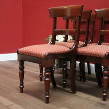 Load image into Gallery viewer, x SOLD Set of 6 Antique Australian Cedar Dining Chairs, Rust-coloured Fabric Seats. B11817