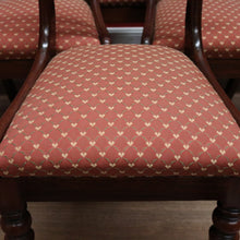 Load image into Gallery viewer, x SOLD Set of 6 Antique Australian Cedar Dining Chairs, Rust-coloured Fabric Seats. B11817
