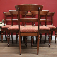 Load image into Gallery viewer, x SOLD Set of 6 Antique Australian Cedar Dining Chairs, Rust-coloured Fabric Seats. B11817